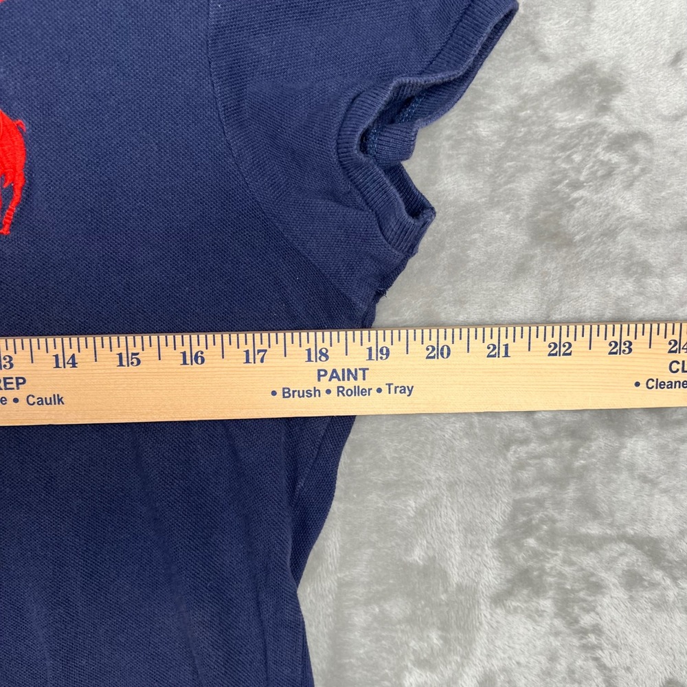 Kids Ralph Lauren Polo Shirt XL Blue Red White Colorblock Big Pony Logo - Picture 5 of 13